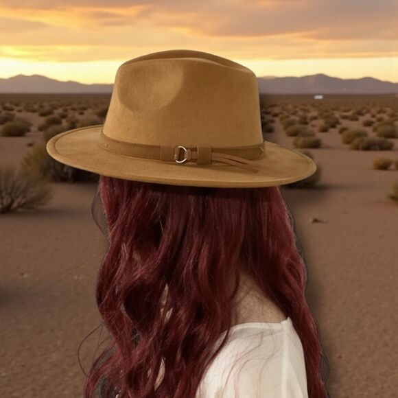 Brown Suede Leather Band Western Fedora Hat NEW